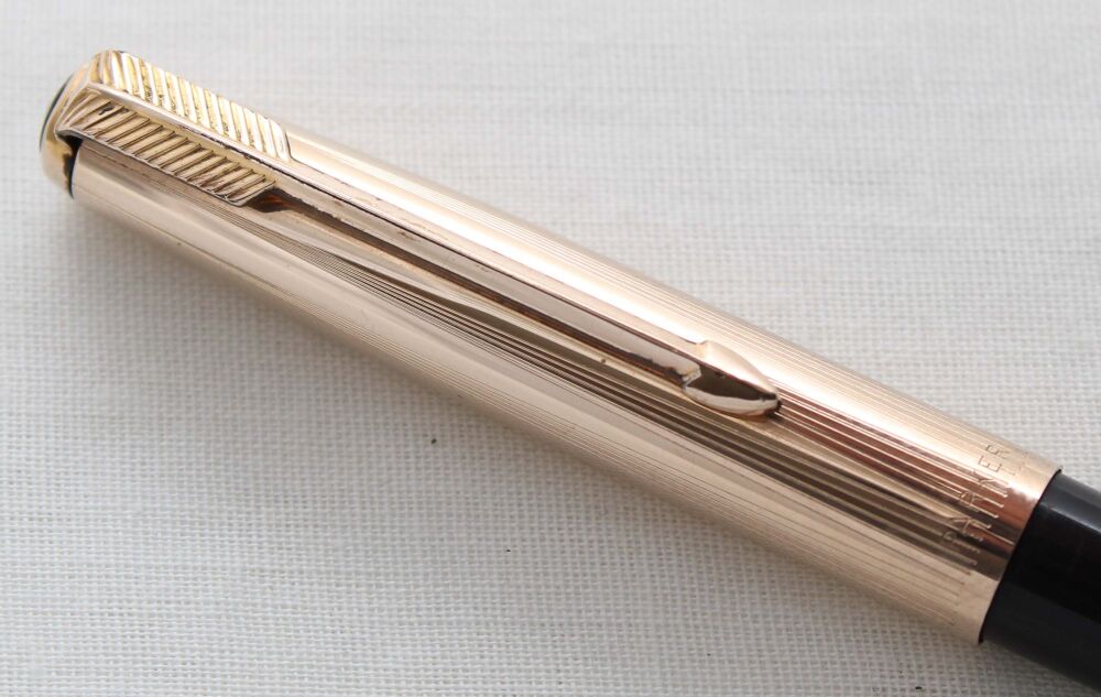 5392M Parker 51 Ball Pen in Black with a Rolled Gold Cap.