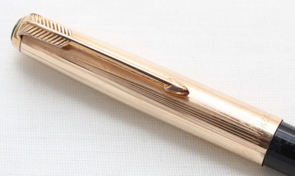 5397M Parker 51 Ball Pen in Black with a Rolled Gold Cap.