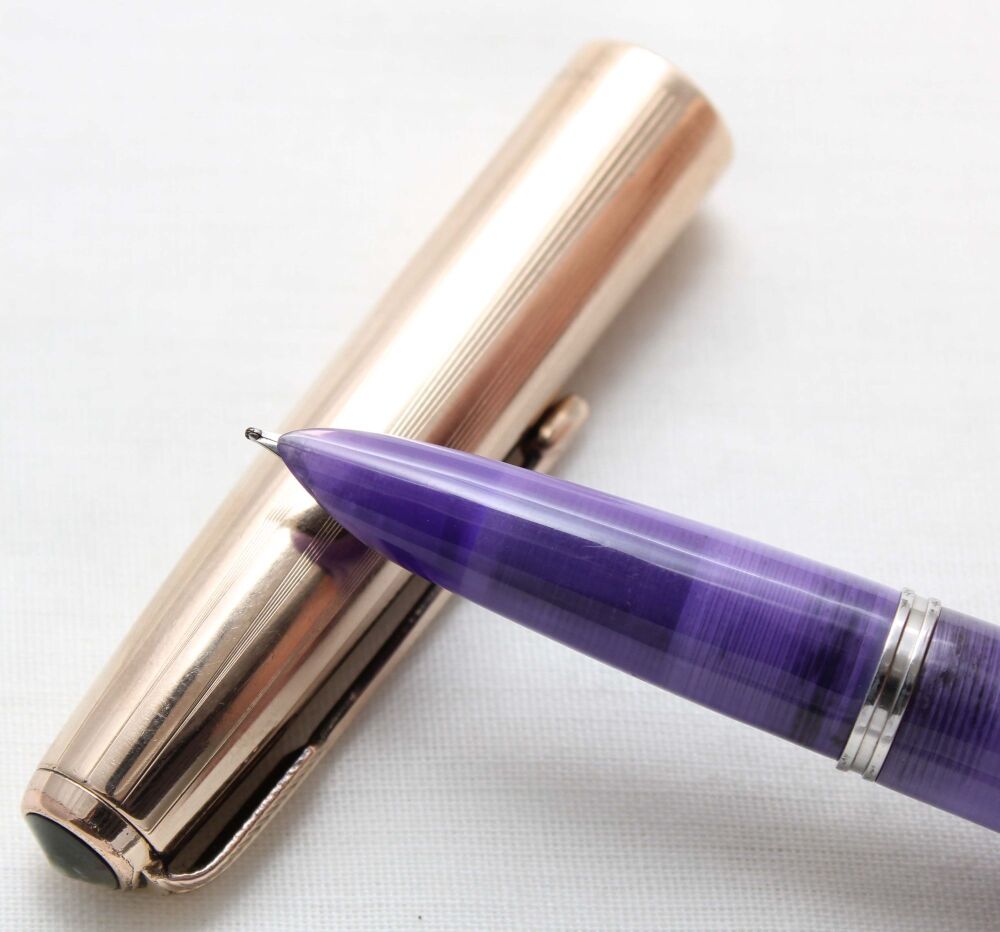 5410M Parker 51 Aerometric by Ariel Kullock in Purple swirl. Fabulous Medium FIVE STAR Nib.