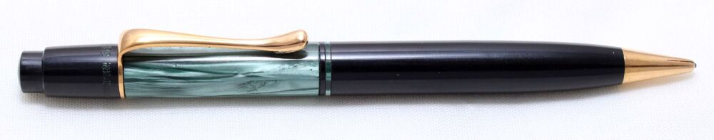 5434 Pelikan 100N Propelling Pencil in Black and Green Marbled Celluloid.