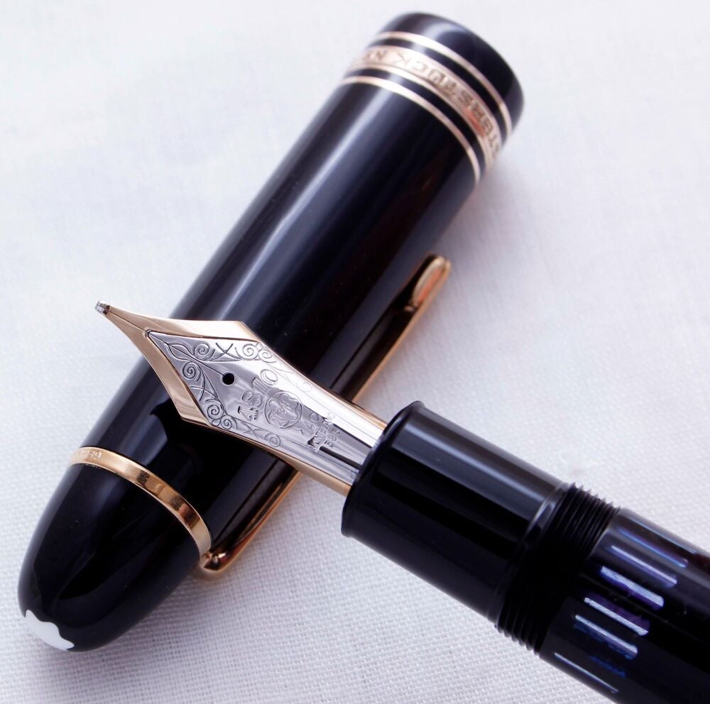 5466 Montblanc 149 Fountain Pen in Black. Broad FIVE STAR Nib.