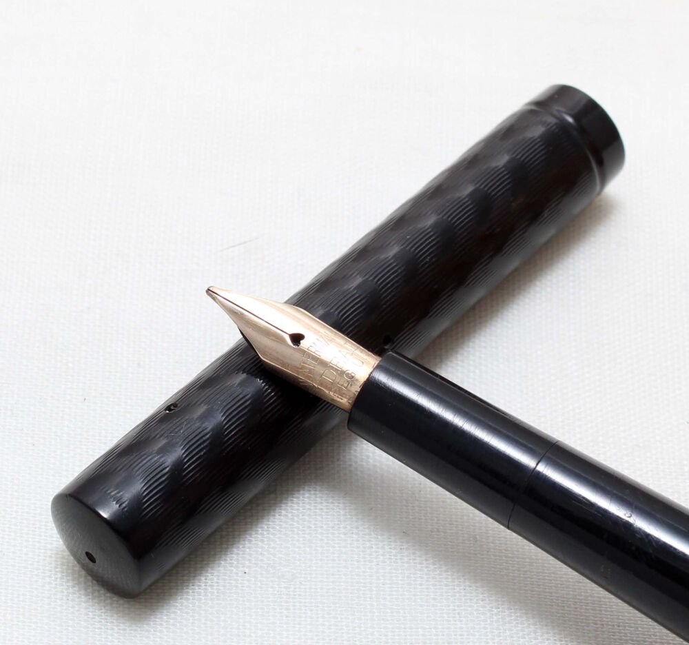 5476 Watermans Ideal No.12 Eyedropper in Black Hard Rubber. Fabulous Fine Full Flex FIVE STAR Nib.
