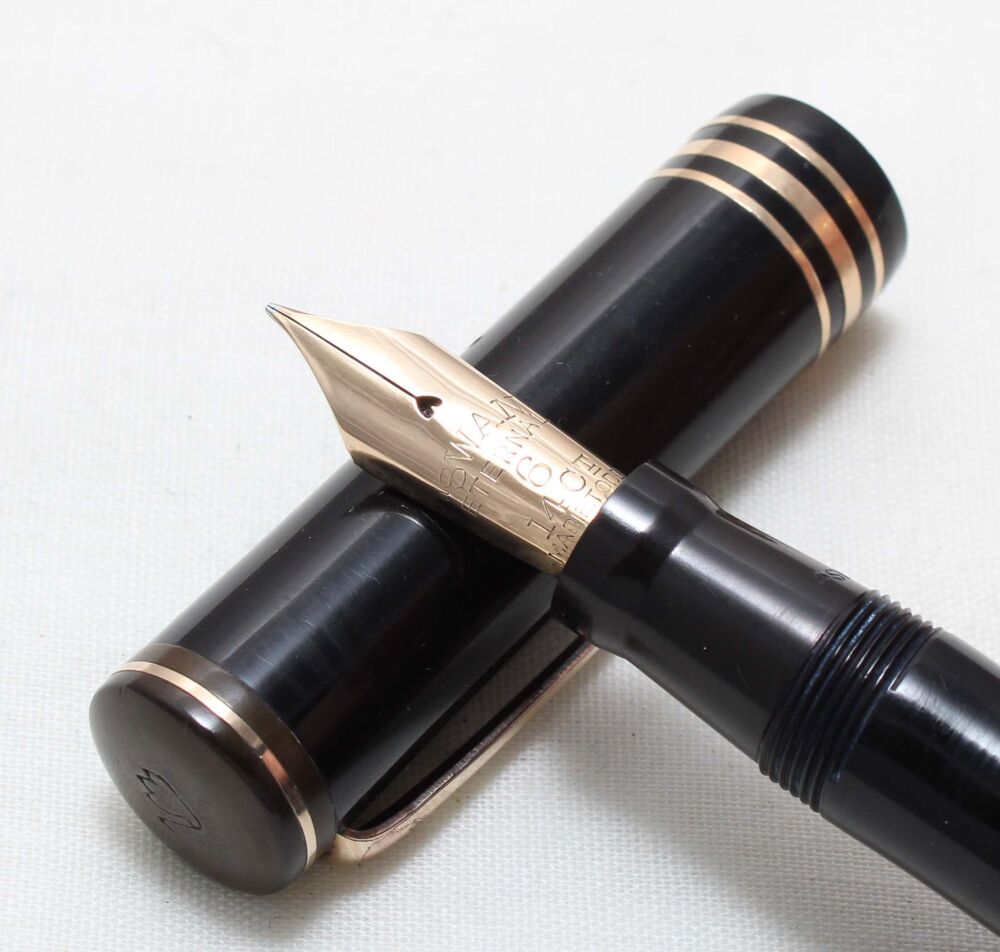 5487 - Swan (Mabie Todd) L642E/60 Leverless Fountain Pen in Classic Black, large No.6 Medium Fine FIVE STAR Nib.