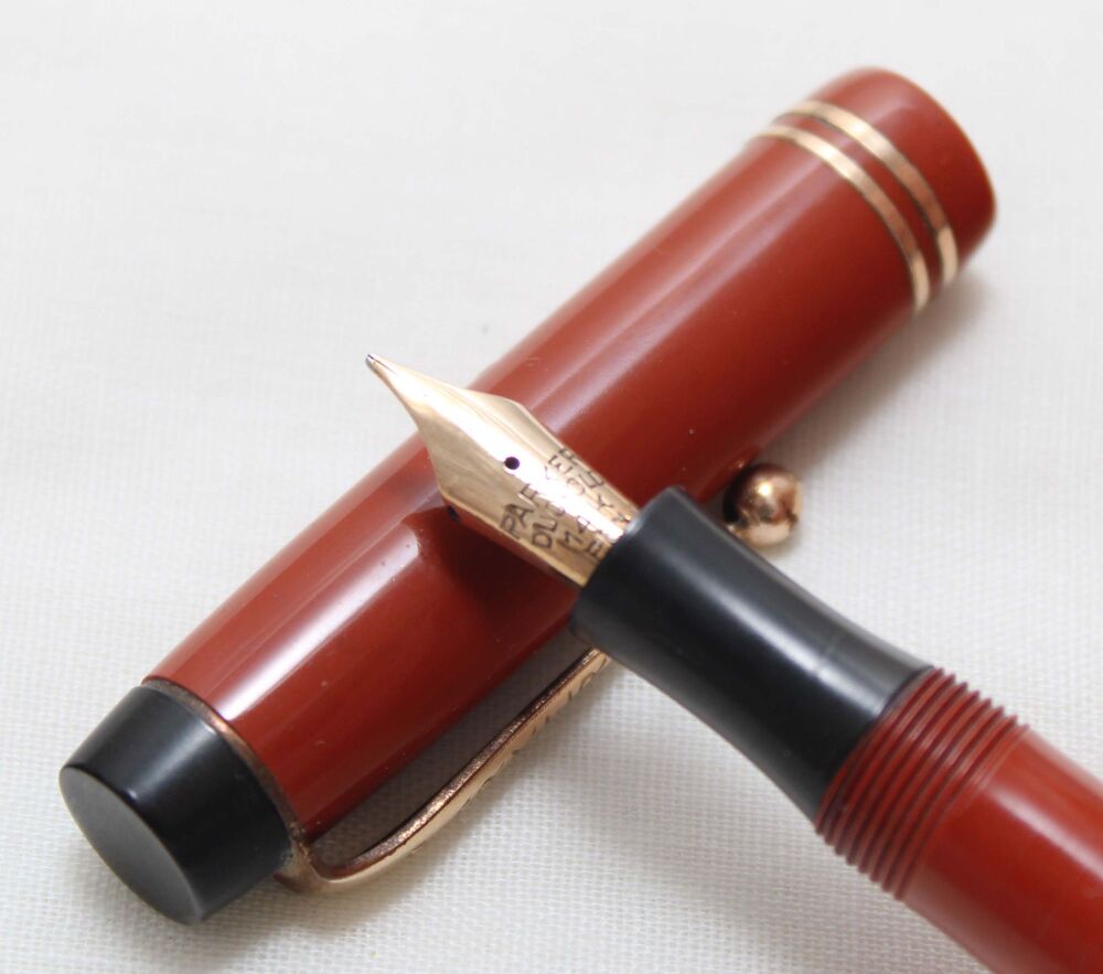 5492 Parker Duofold Junior in Chinese Red, c1932, Fully Original, Fine FIVE STAR Nib.