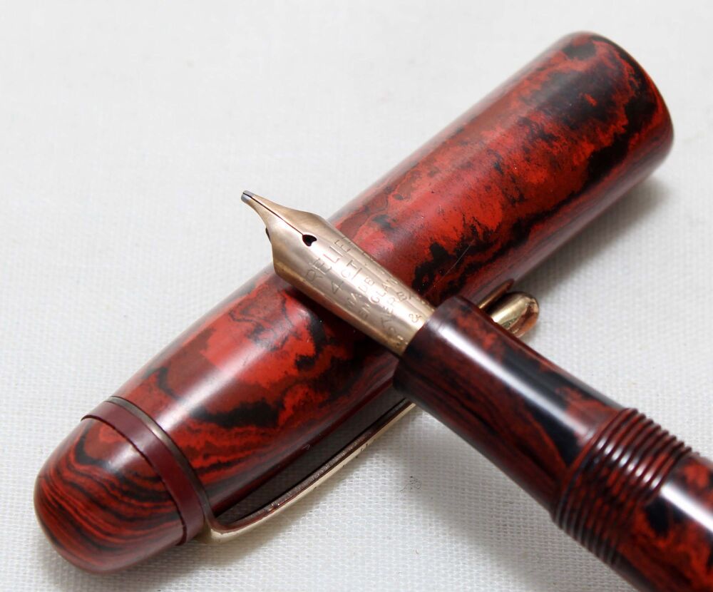 5524 Esterbrook Relief No.1 Fountain Pen (Made by Conway Stewart). in Woodgrain. Fabulous Broad Oblique Italic FIVE STAR Nib.