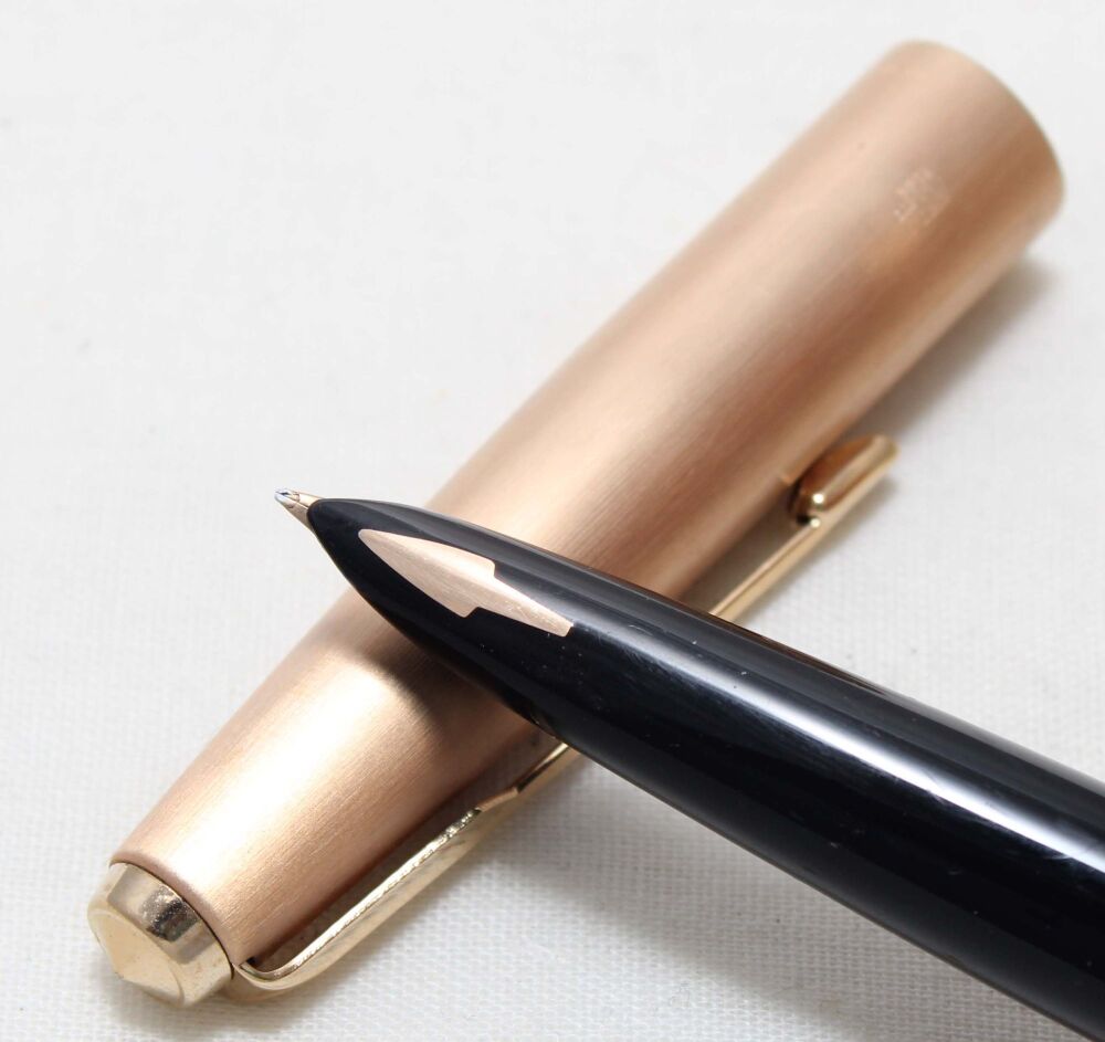 5530 Parker 61 Cirrus, Rolled Gold Cap and Barrel, Special "Cloud Series" Edition from 1976, Medium FIVE STAR Nib.. Mint and Boxed.