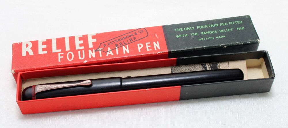 5566 Esterbrook Relief Fountain Pen (Made by Conway Stewart). in Black with Gold Filled trim, Fabulous Fine Italic FIVE STAR Nib.