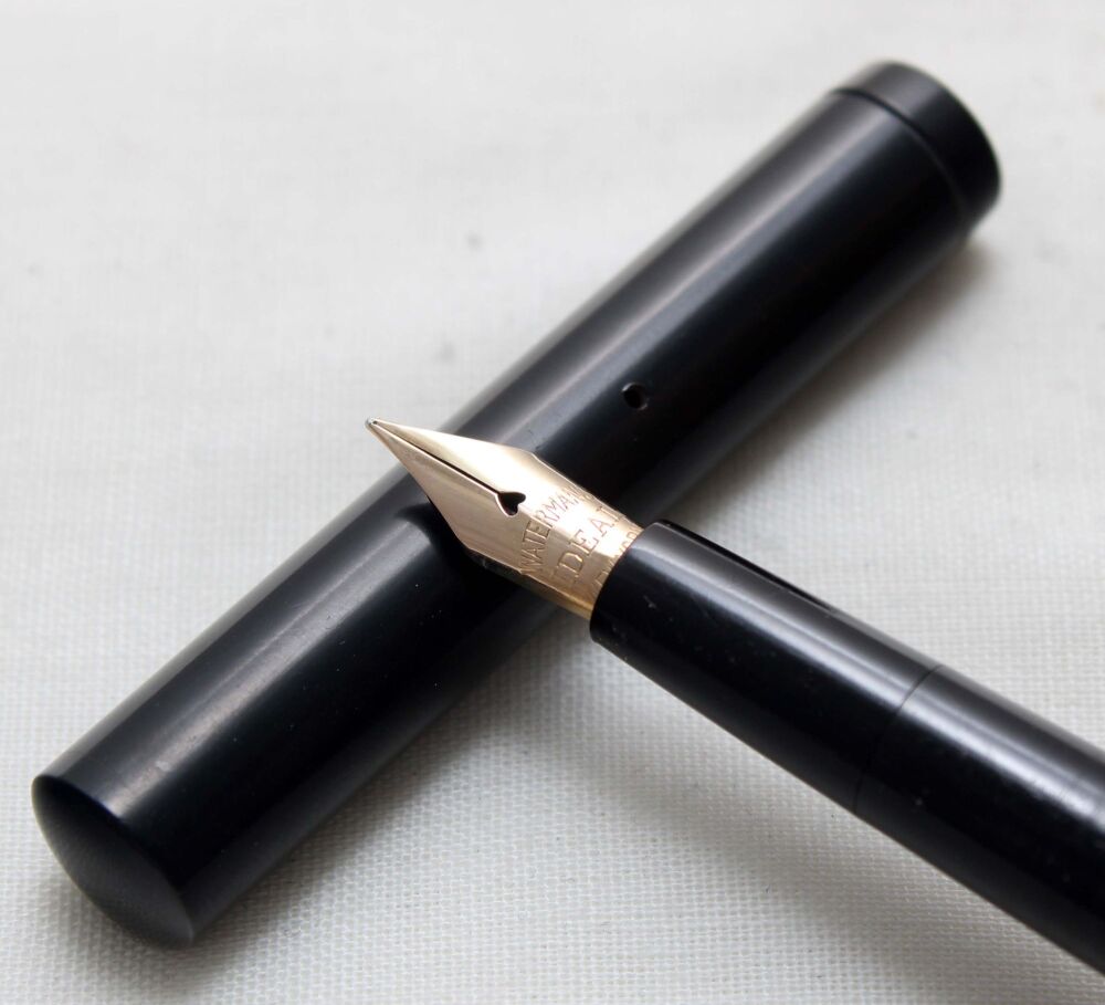 5615 Watermans Ideal No.12 Eyedropper in Black Hard Rubber. Fabulous Fine Flex FIVE STAR Nib.