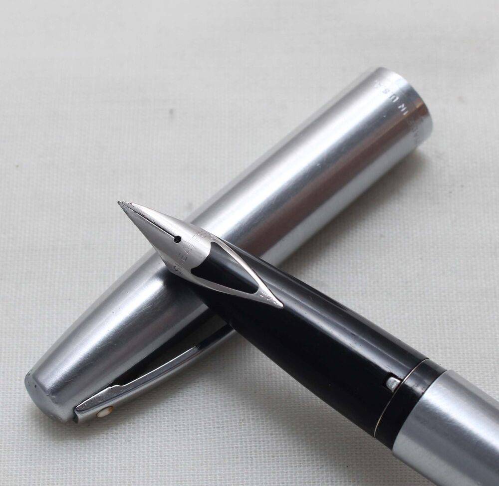 5617 Sheaffer Imperial Fountain Pen in Brushed Stainless Steel, Smooth Extra Fine FIVE STAR Nib.