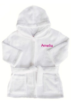 Hooded Dressing Gown - WHITE