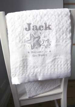 Welcome to the World Personalised Baby Shawl - WHITE
