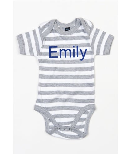 Striped GREY Baby Grow