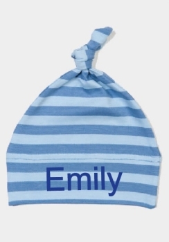 Personalised Baby Stripy Knotted Hat BLUE