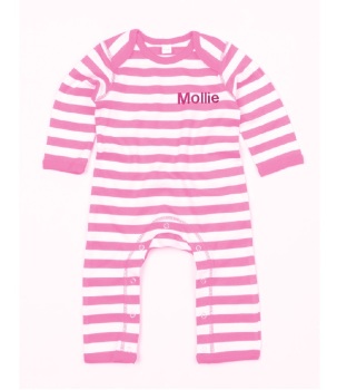 Pink Striped Personalised Rompers