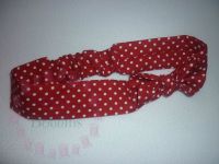 Red polka dot fabric headband - made to order 