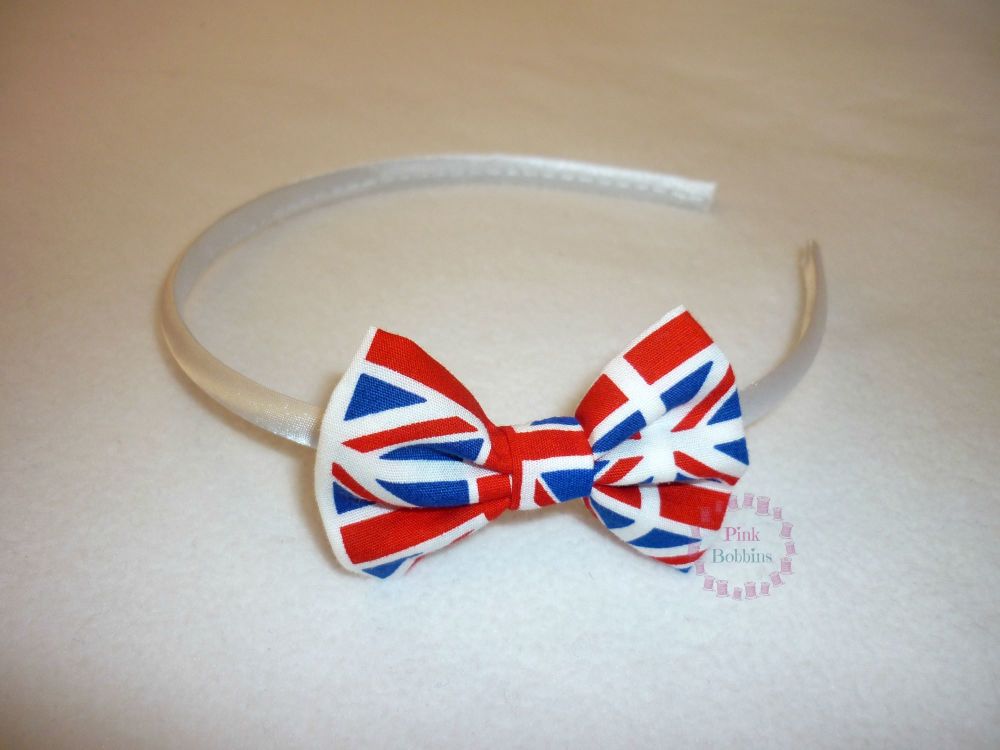 Union Jack flag bow hairband - made to order 