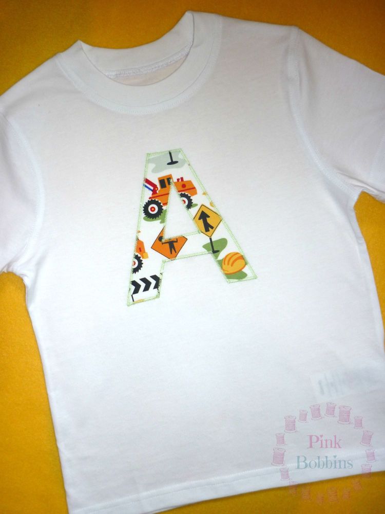 Initial t-shirt - boys t-shirt style - 3-4 years plus - choice of designs for the letter