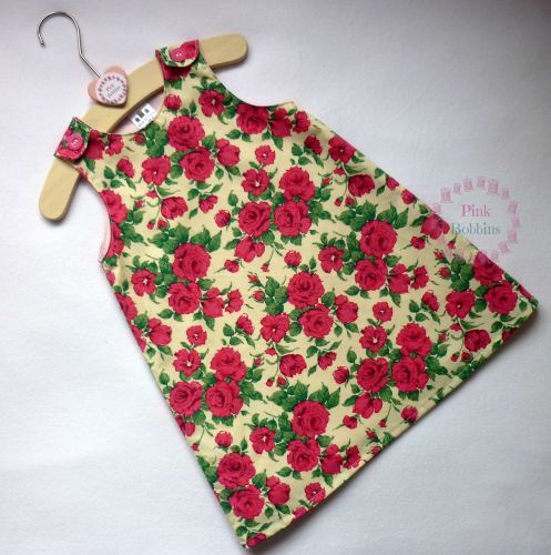 Pink rose Liberty of London fabric pinafore dress