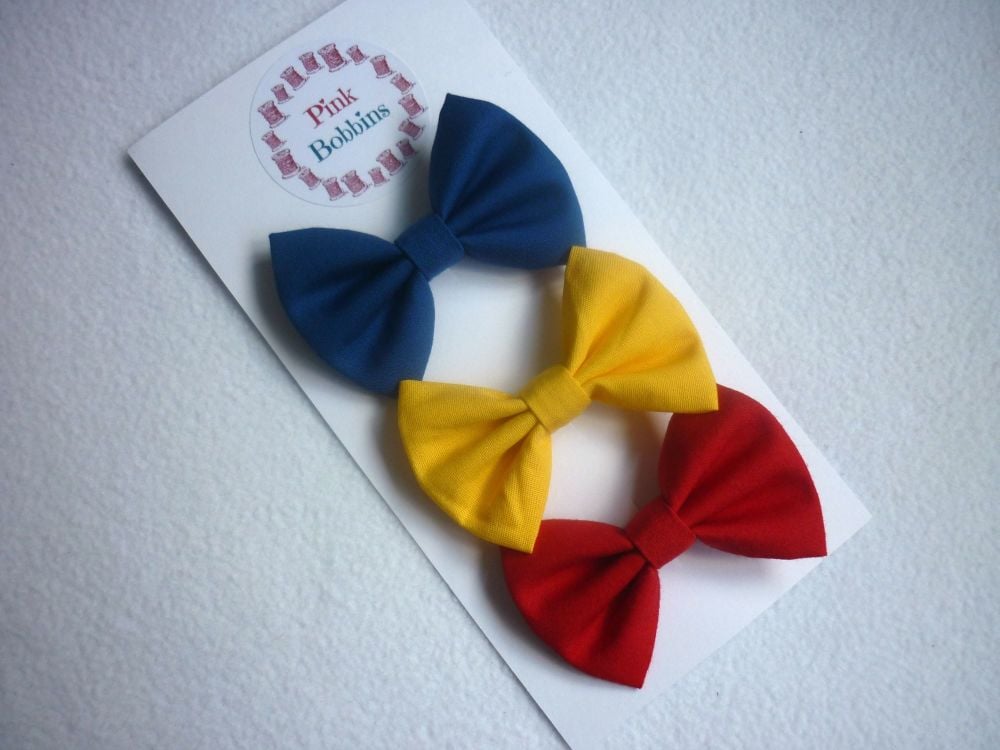 Primary colours hair bow set - made to order 