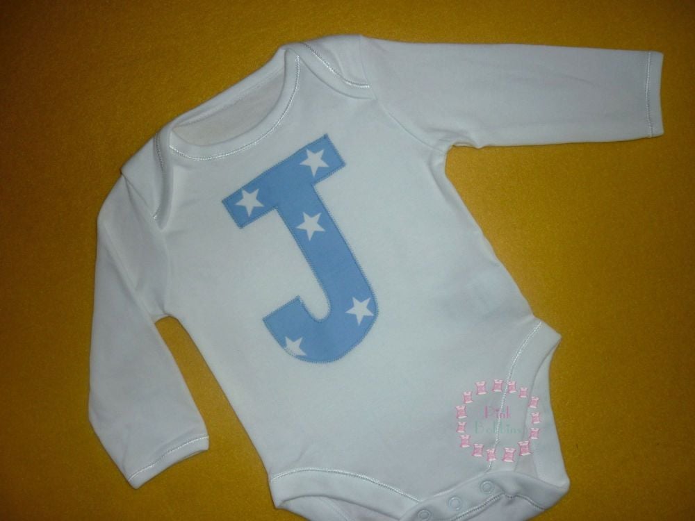 Initial vest - unisex - 0-3 months to 2-3 years - choice of designs for the letter