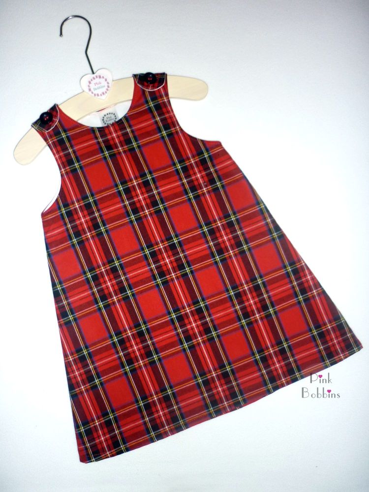 Red tartan pinafore dress - made to order 