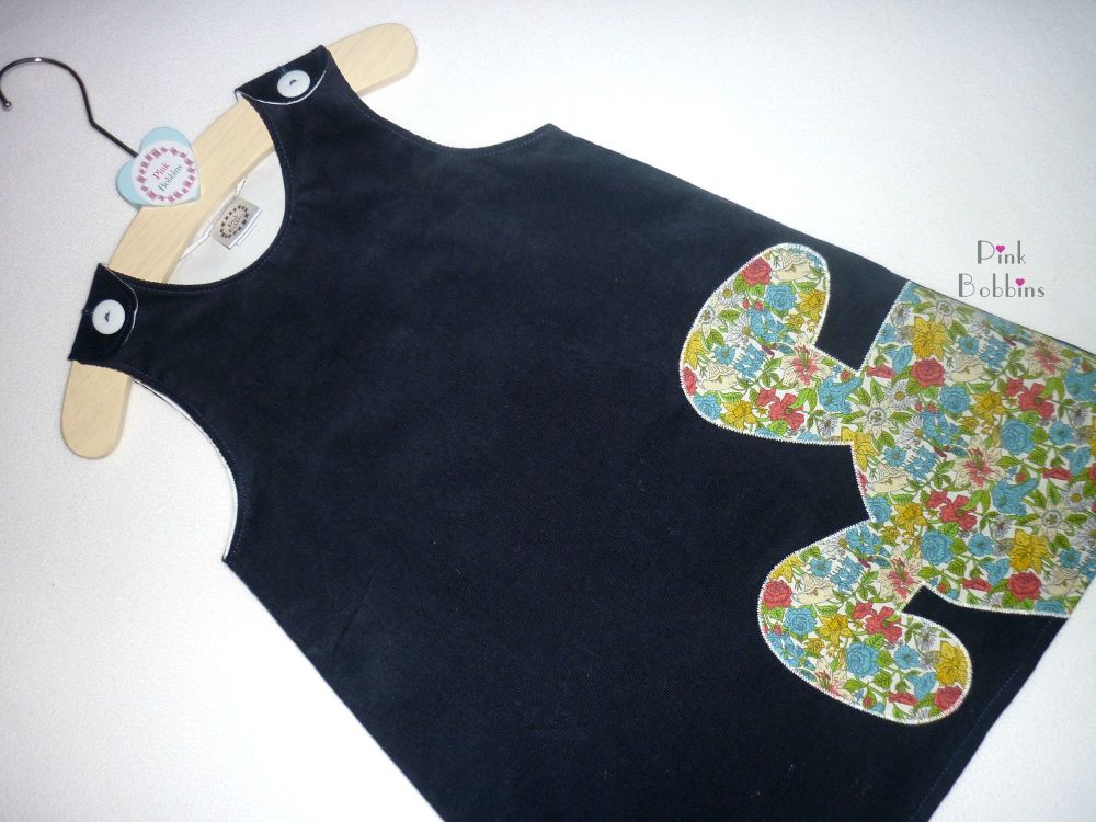 Cord Liberty of London bunny pinafore dress