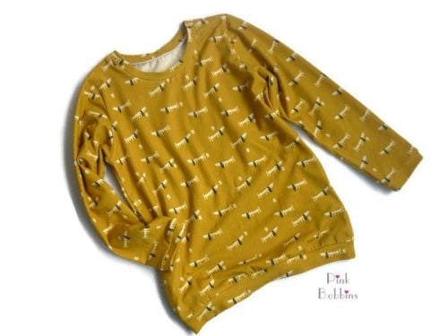 Mustard dachshund dog jersey long-sleeved top