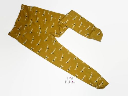 Mustard dachshund dog leggings with bow cuffs