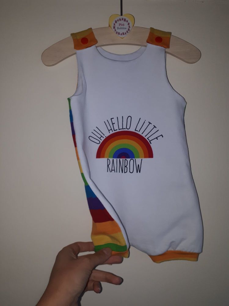 Oh! Hello little rainbow baby jersey romper - short leg - made to order 