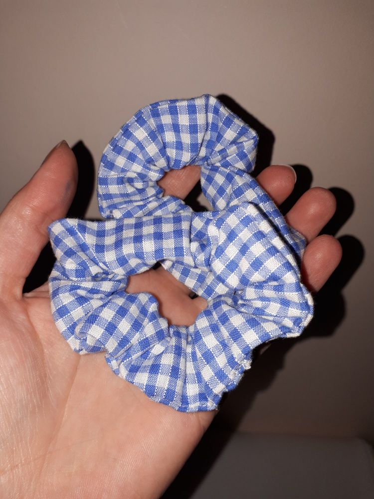 Gingham scrunchie - sky blue - made to order