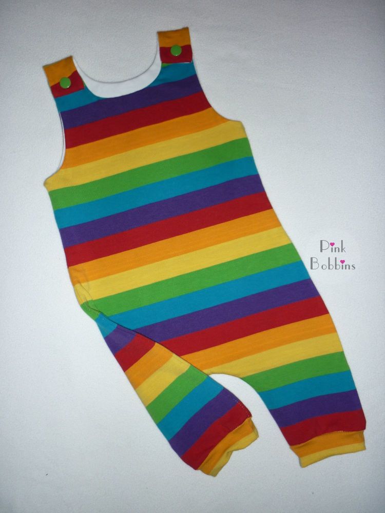 Rainbow stripe jersey romper - made to order 