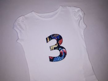 Girl's birthday t-shirt - dinosaur design - any number!