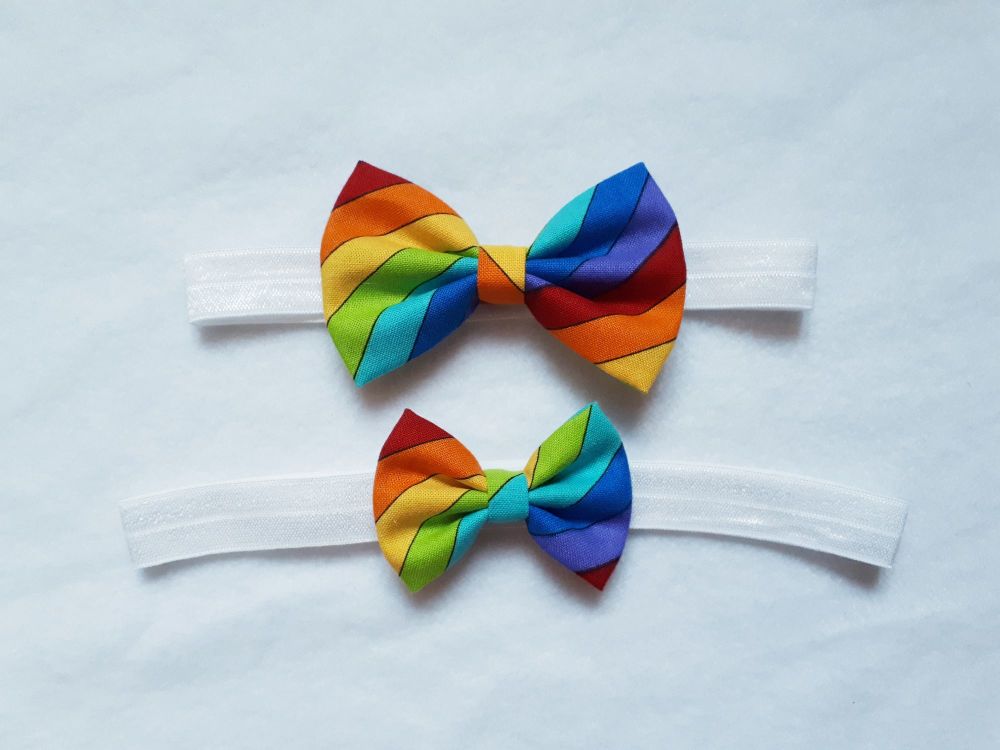 Rainbow bow elastic headband