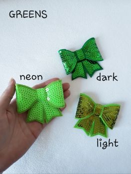 Green shades - sequin hair bow - in stock