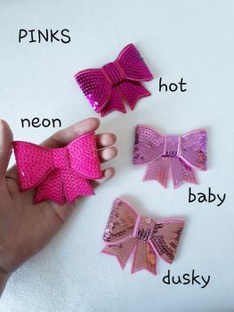 Pink shades - sequin hair bow - in stock