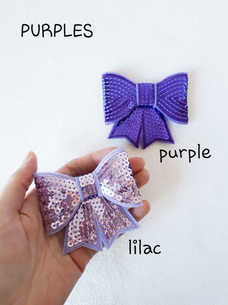 Purple shades - sequin hair bow - in stock