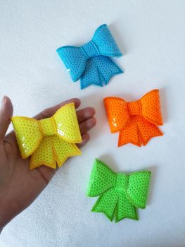 Neon shades - sequin hair bow - in stock