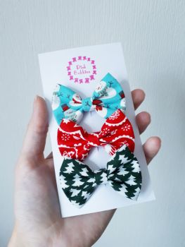 Christmas hair bow set - in stock 