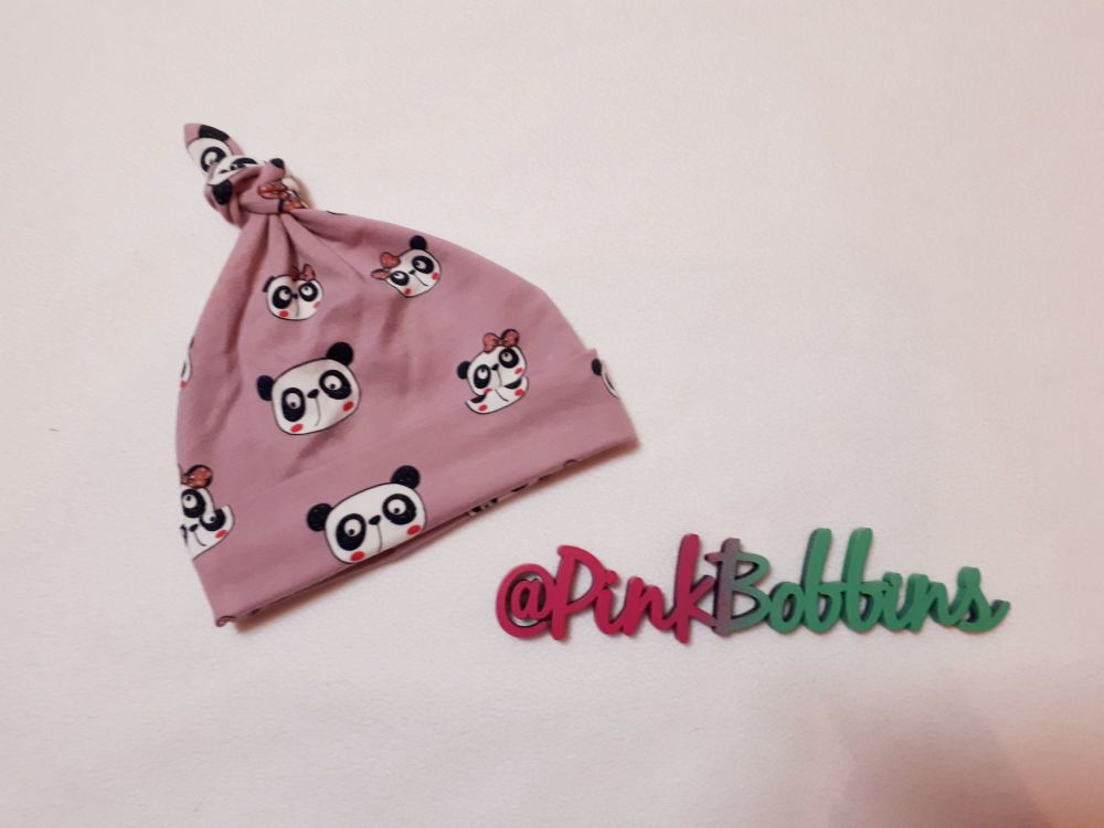 Panda knot hat - Newborn - in stock
