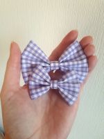 Lilac gingham hair bow - in stock - mini, midi or large size