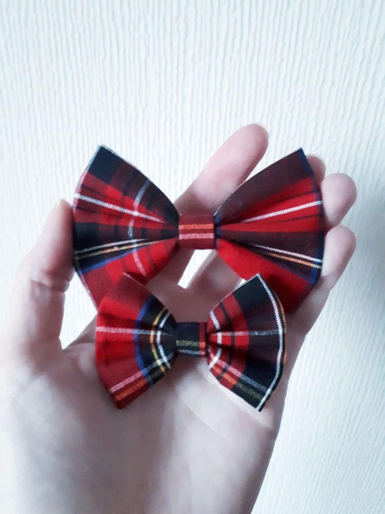 Tartan (red) hair bow clip - in stock