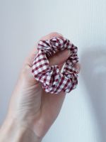 Gingham scrunchie - maroon - made to order