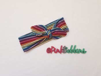 Rainbow stripe stretchy headband - made to order 