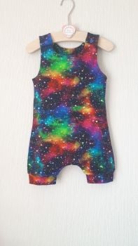 Galaxy (rainbow) jersey romper - short or long leg - made to order 