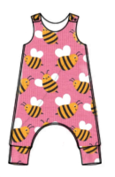 Bees on pink jersey romper - short or long leg - made to order 