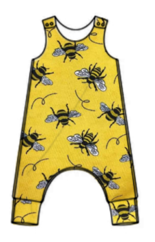 Bees on yellow jersey romper - short or long leg - made to order 