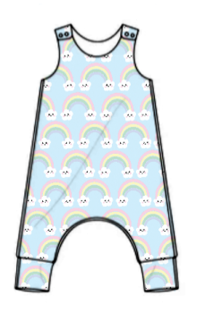 Kawaii rainbows jersey romper - short or long leg - made to order [exclusive design]