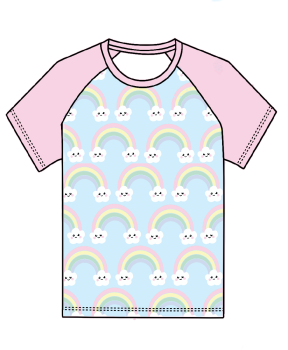 Kawaii rainbows raglan tee (short or long sleeved) - made to order