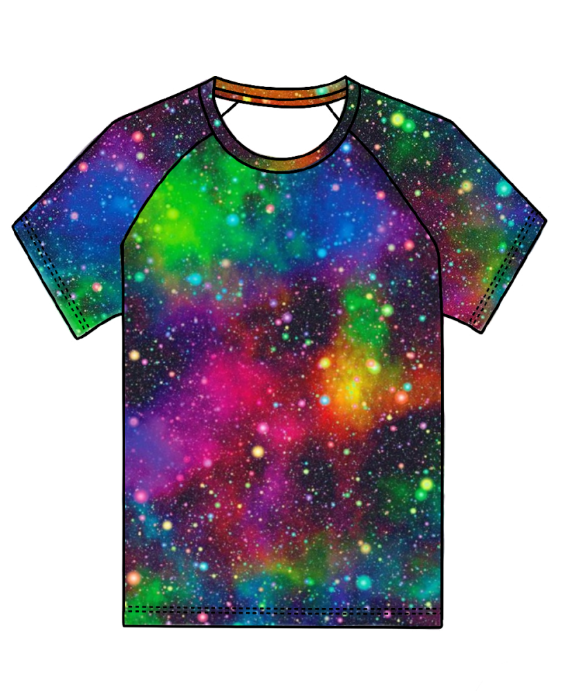 Galaxy (rainbow) raglan tee (short or long sleeved) - made to order