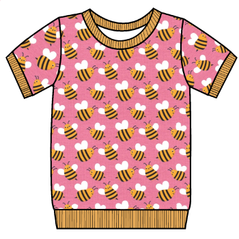 Bees on pink cuffed tee (short or long sleeved) - made to order